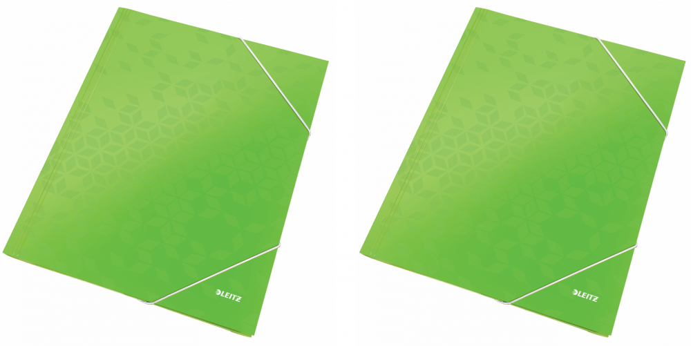 2x Teczka kartonowa z narożną gumką Leitz Wow, A4, 300g/m2,15mm, zielony