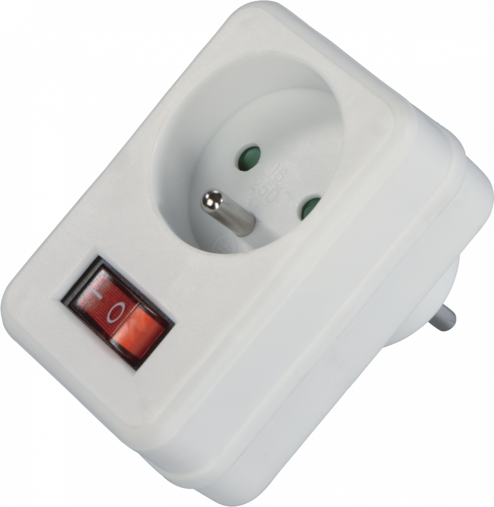 Adapter sieciowy Hama, z wyłącznikiem, 1 gniazdo, biały