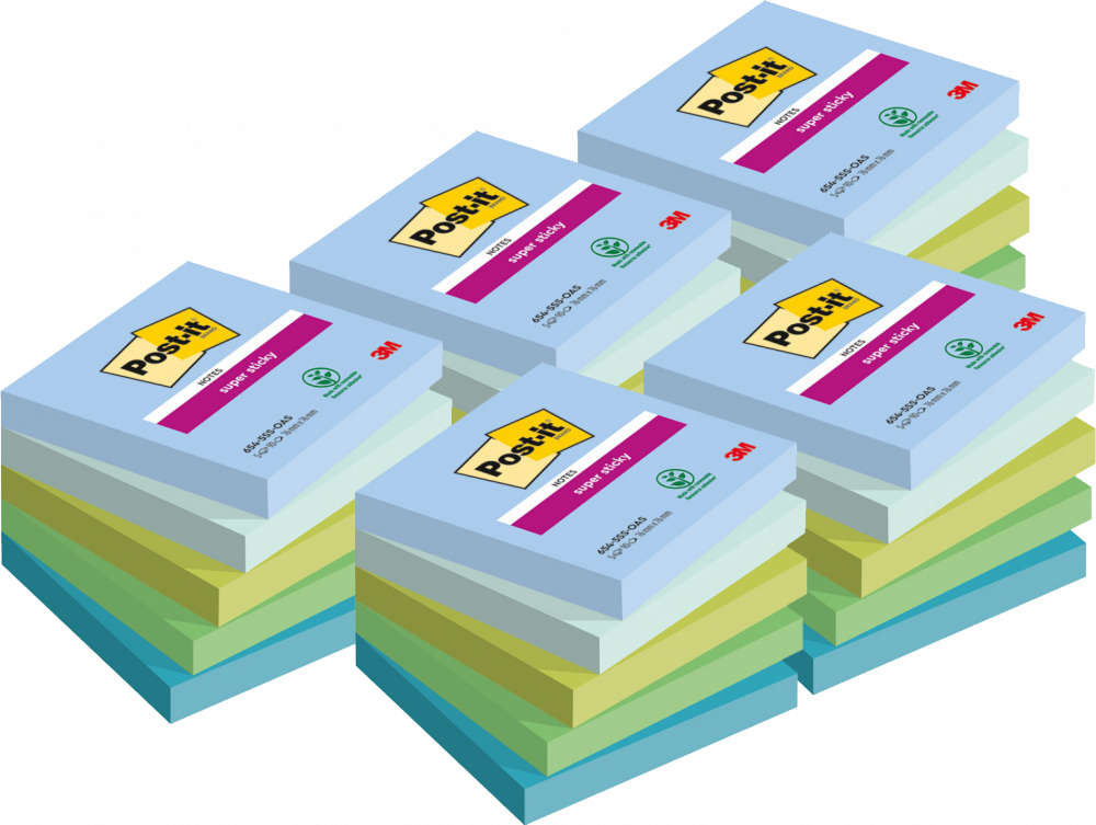 5x Karteczki samoprzylepne Post-it Super Sticky Oasis, 76x76mm, 5x90 karteczek, mix kolorów