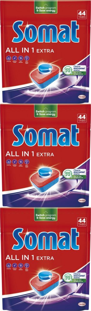 3x Tabletki do zmywarki Somat All in One Extra, 44 sztuki