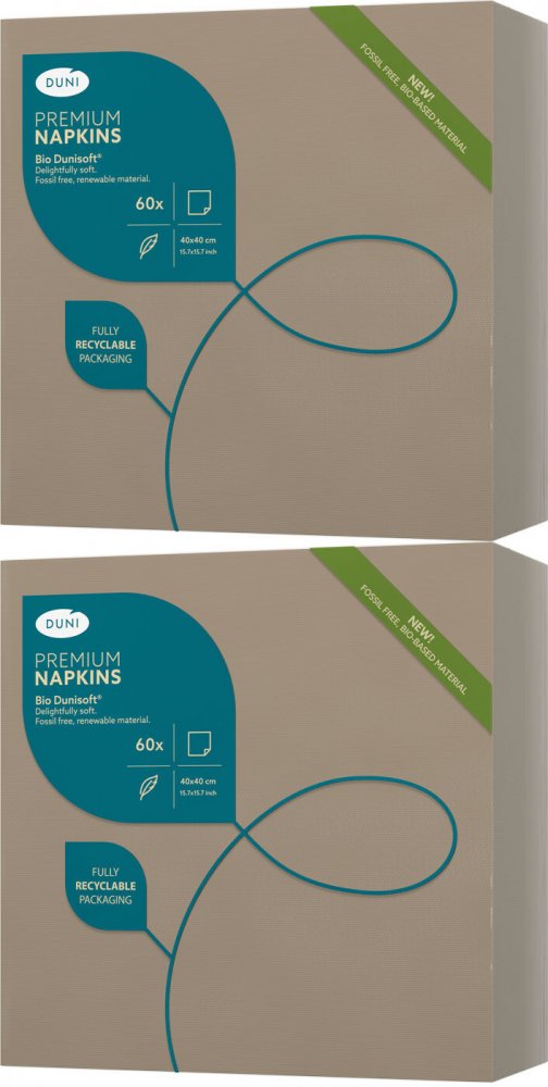 2x Serwetki Duni Bio Dunisoft, 40x40cm, 60 sztuk, szarobeżowy