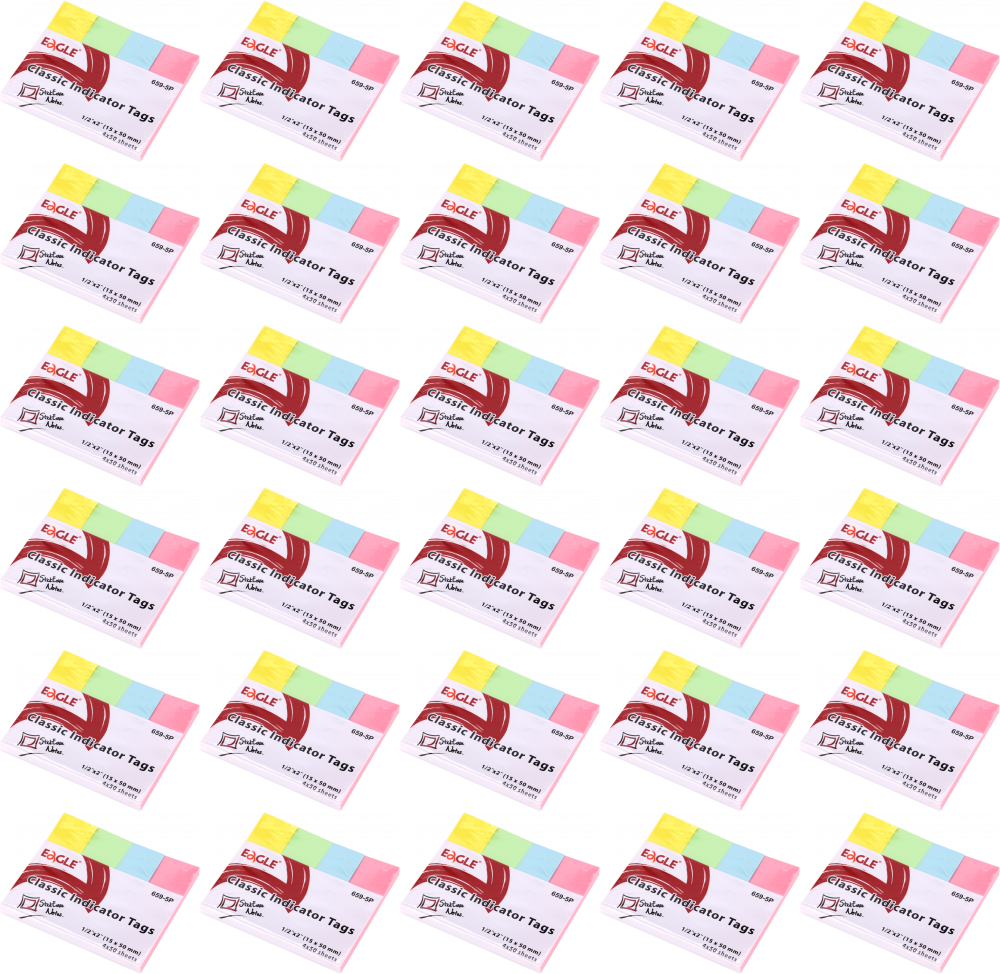 100x Zakładki samoprzylepne Eagle proste, indeksujące, papier, 15x50mm, 4x50 sztuk, mix kolorów