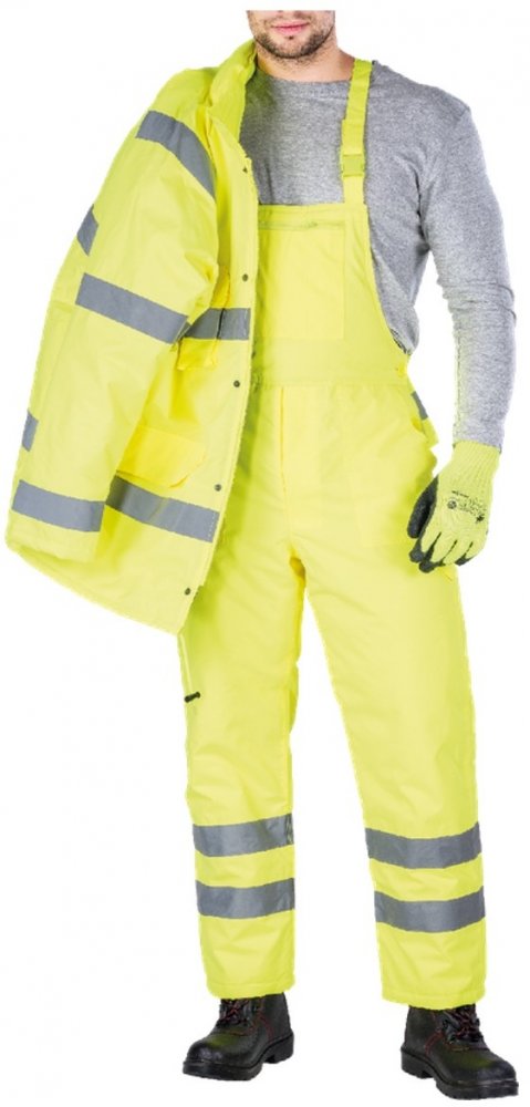 Ogrodniczki ocieplane odblaskowe Reis S-VIS, rozmiar XL, żółty