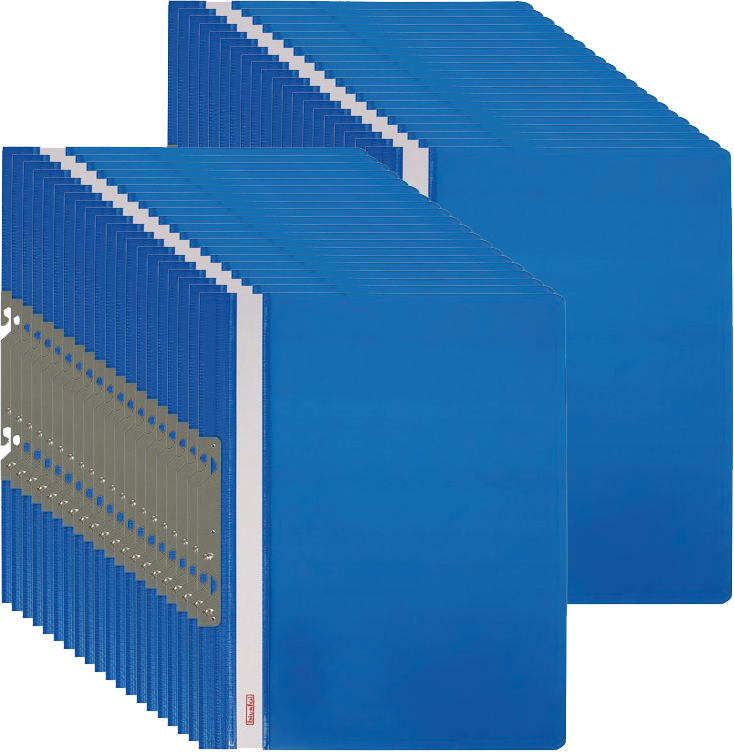 40x Skoroszyt plastikowy hakowy Biurfol, twardy, A4, do 200 kartek, niebieski
