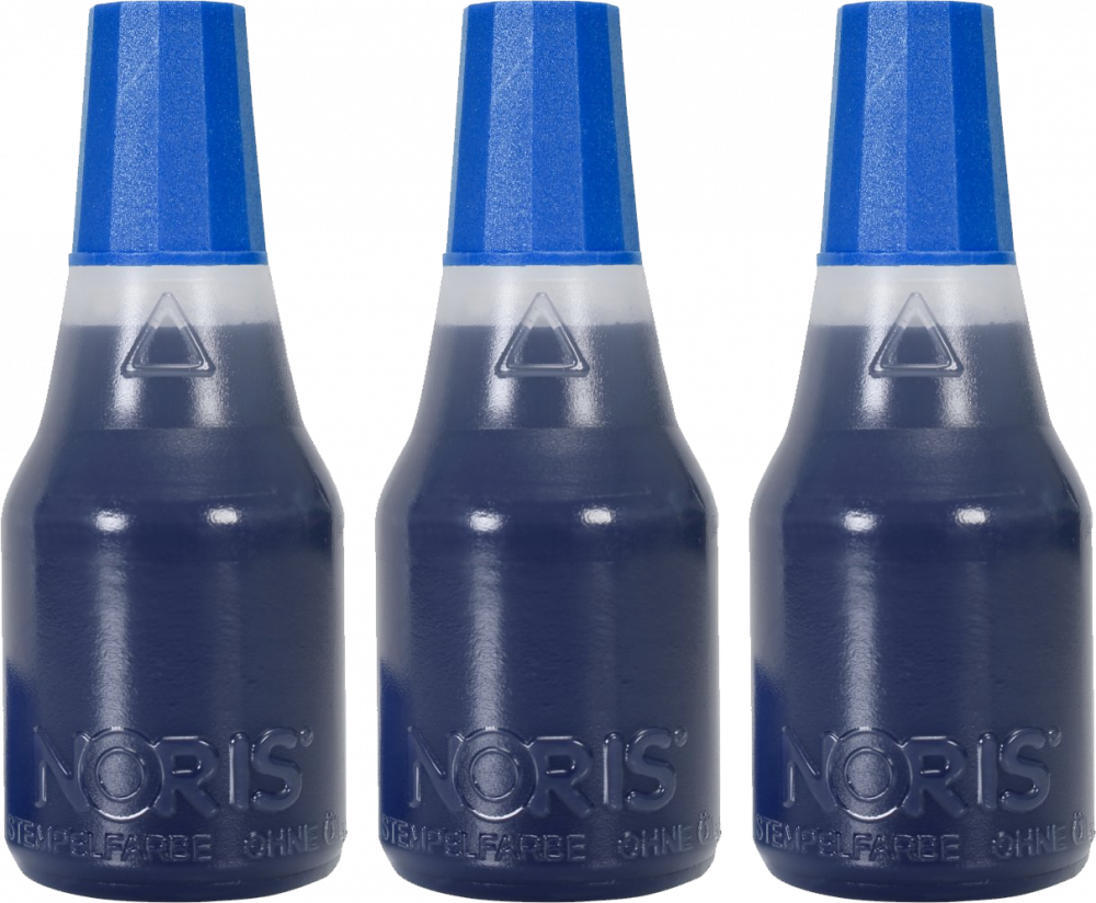 3x Tusz wodny do pieczątek Noris, 110S, 25 ml, bezolejowy, niebieski