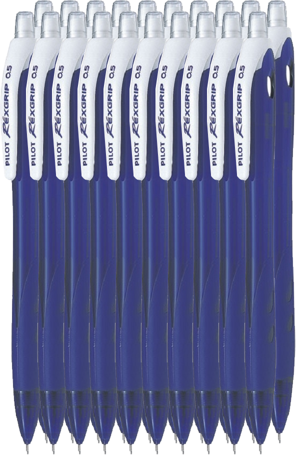 20x Ołówek automatyczny Pilot Rexgrip Begreen, 0.5mm, z gumką, niebieski