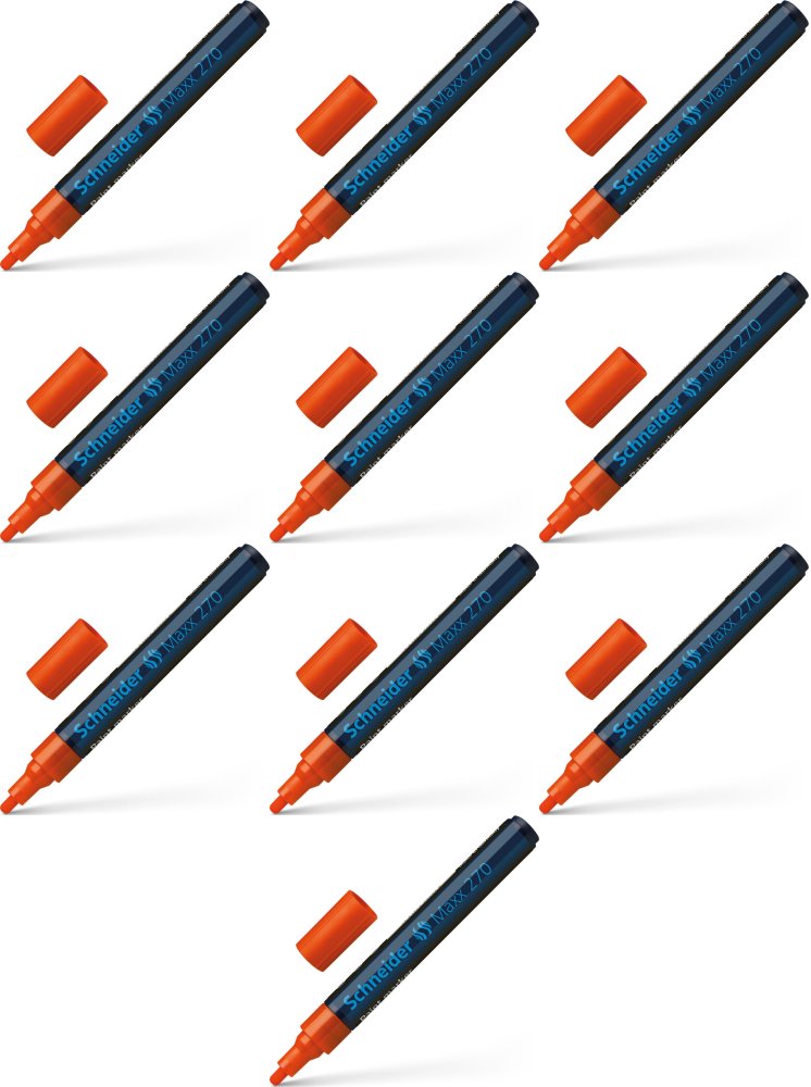 10x Marker olejowy Schneider, Maxx 270, okrągła, 1-3 mm, pomarańczowy