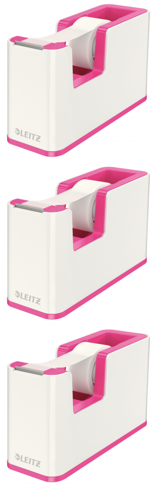 3x Podajnik do taśmy klejącej Leitz WOW, 19mmx33m, różowy