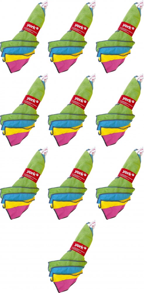 10x Ściereczka z mikrofibry York, 30x30cm, 4 sztuki, mix kolorów