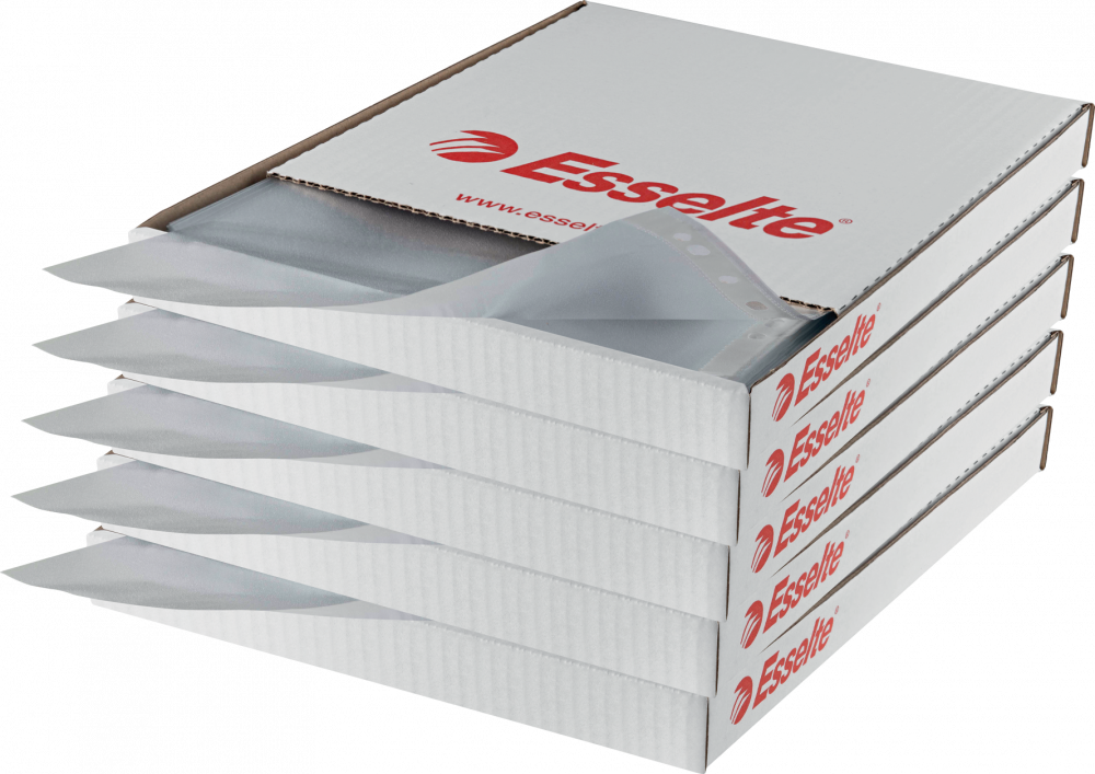 5x Koszulki groszkowe Esselte, otwierane od góry, A4, 43μm, 100 sztuk, transparentny