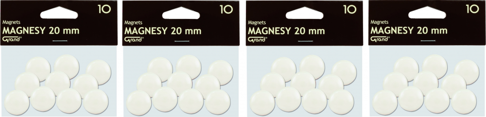 4x magnesy Grand, 20mm, 10 sztuk, biały
