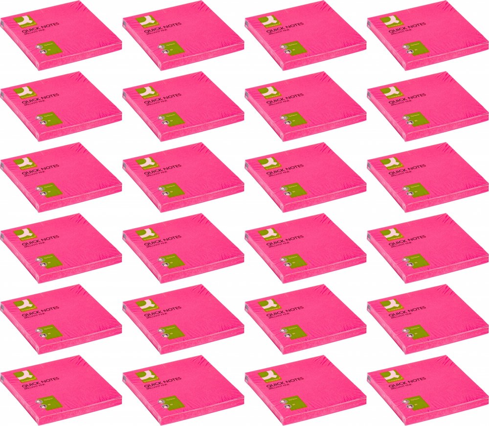 24x Karteczki samoprzylepne Q-connect Brilliant, 76x76mm, 80 karteczek, różowy neonowy