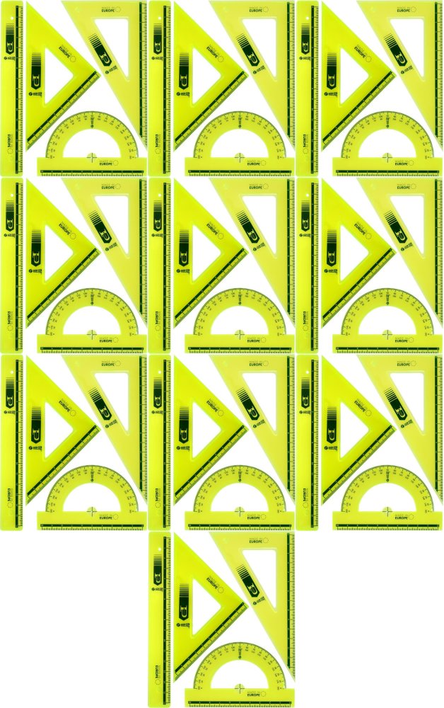 10x Zestaw kreślarski MemoBe by Pratel, z linijką 16cm, 4 elementy, fluorescencyjny