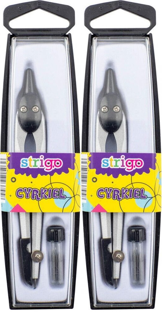 2x Cyrkiel Strigo, z wymiennymi grafitami, czarny