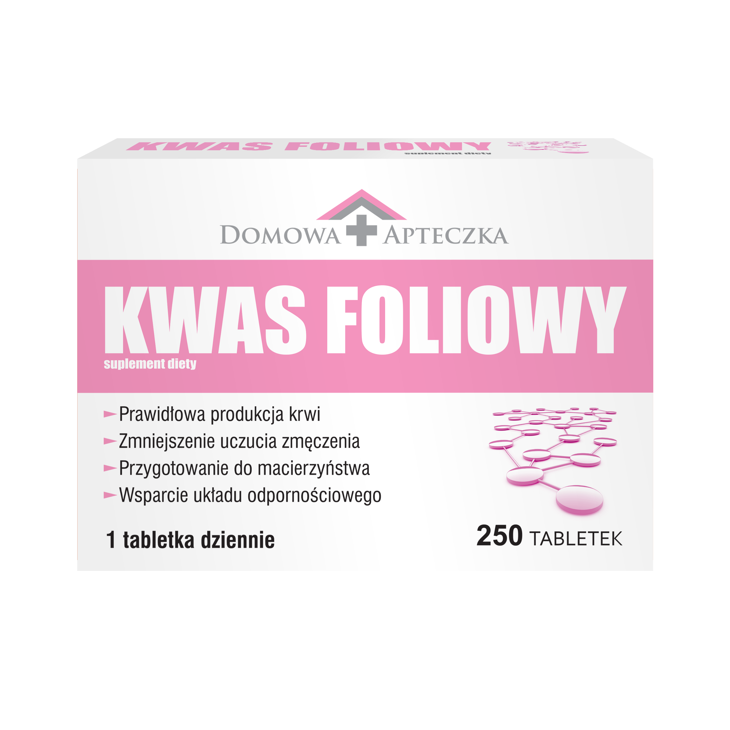 Domowa apteczka kwas foliowy 400 mg, 250 tabletek