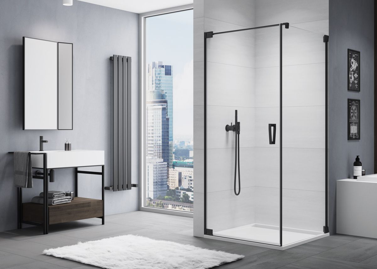 Ronal Cadura ścianka prysznicowa 90 cm boczna czarny mat/szkło przezroczyste CAT10900607