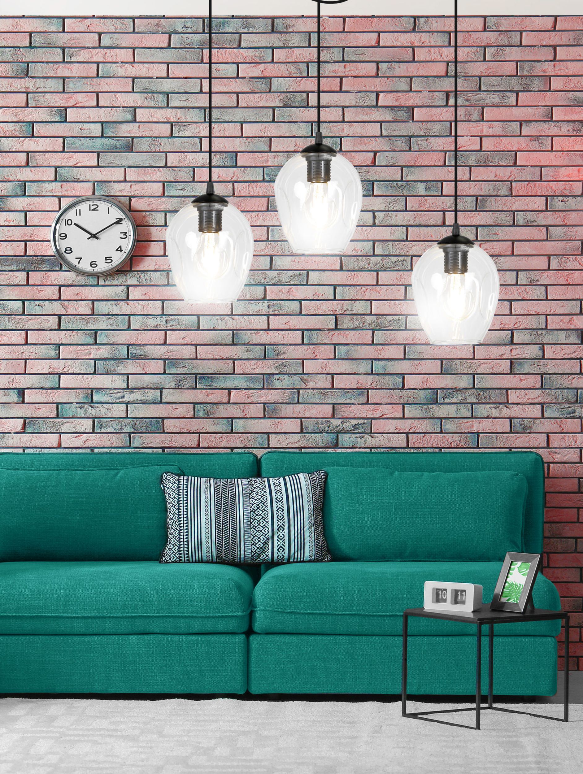 Emibig Level lampa wisząca 3x15 W czarna-przezroczysta 756/3