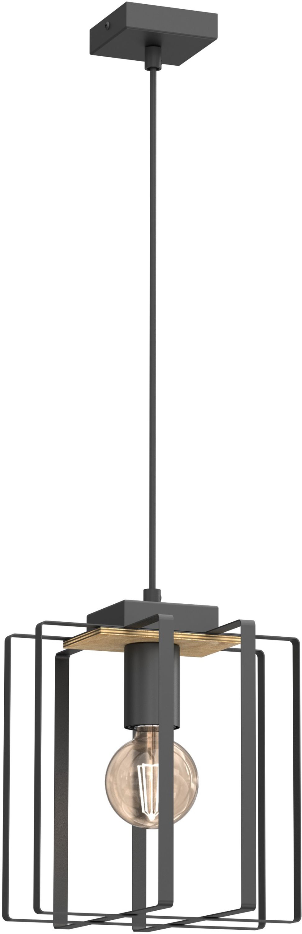 Luminex Kortez lampa wisząca 1x15W czarny/drewno 4453