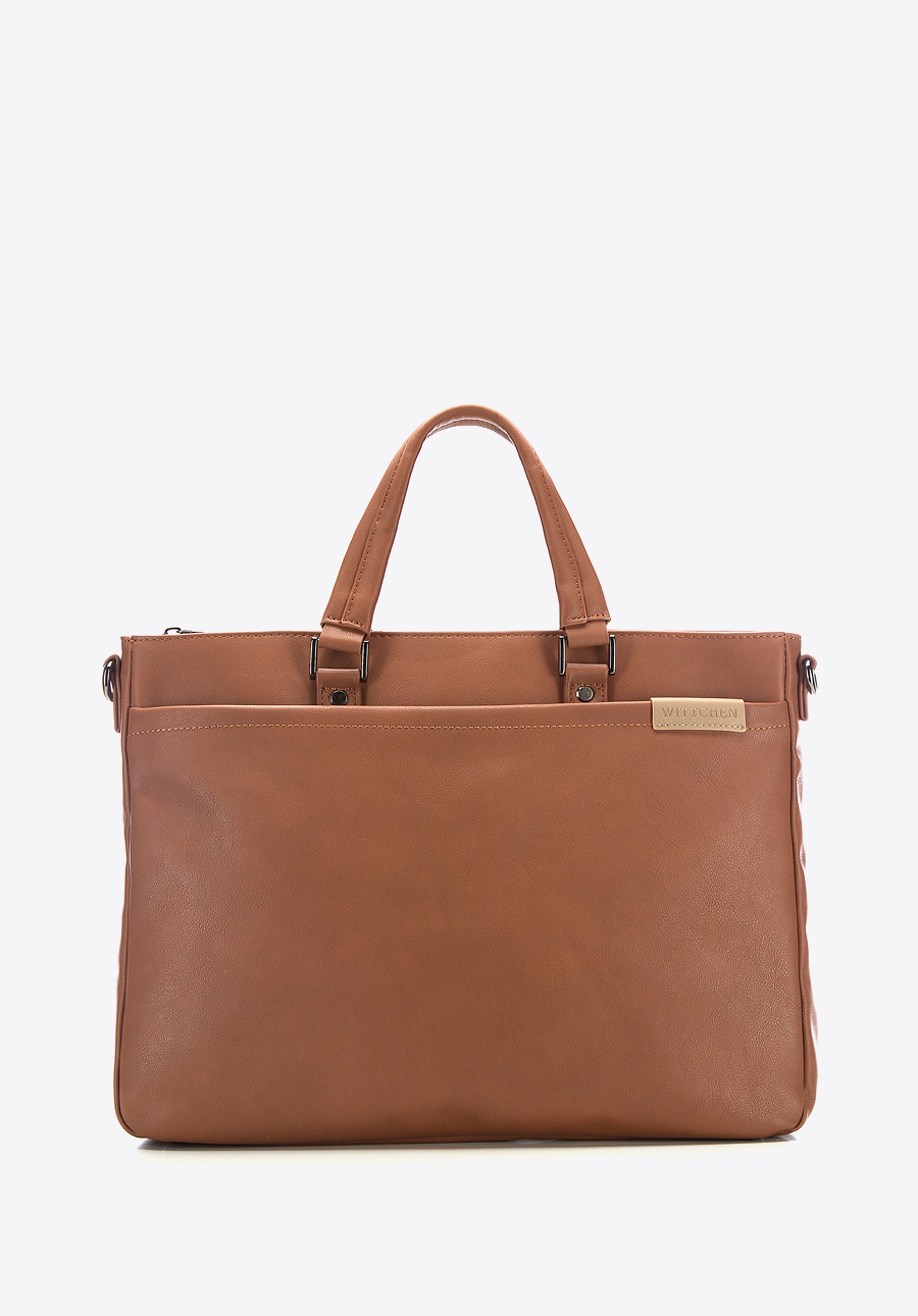 Torba do laptopa na ramię i do ręki ze skóry ekologicznej brązowa