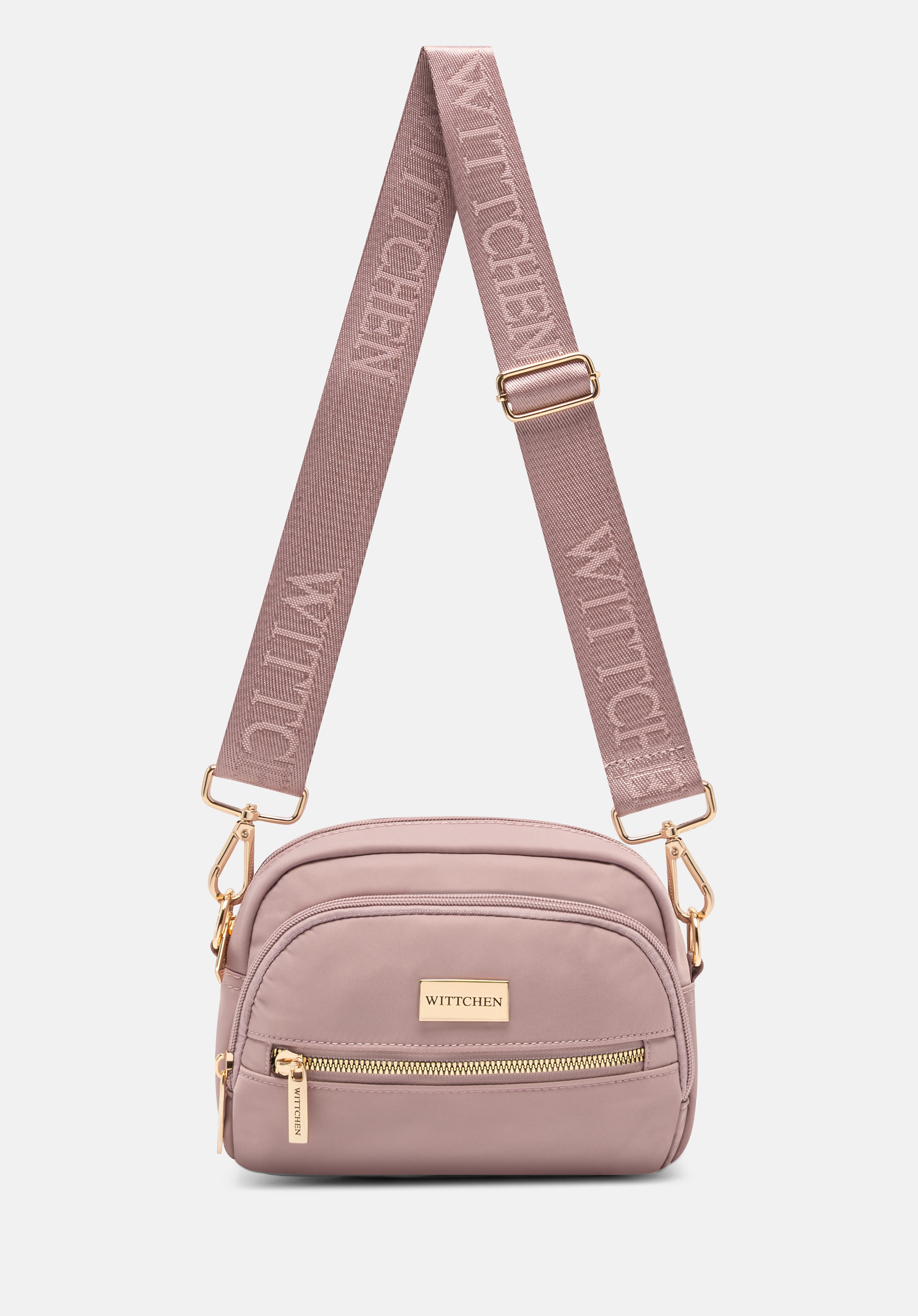 Damska torebka dwukomorowa z nylonu różowa