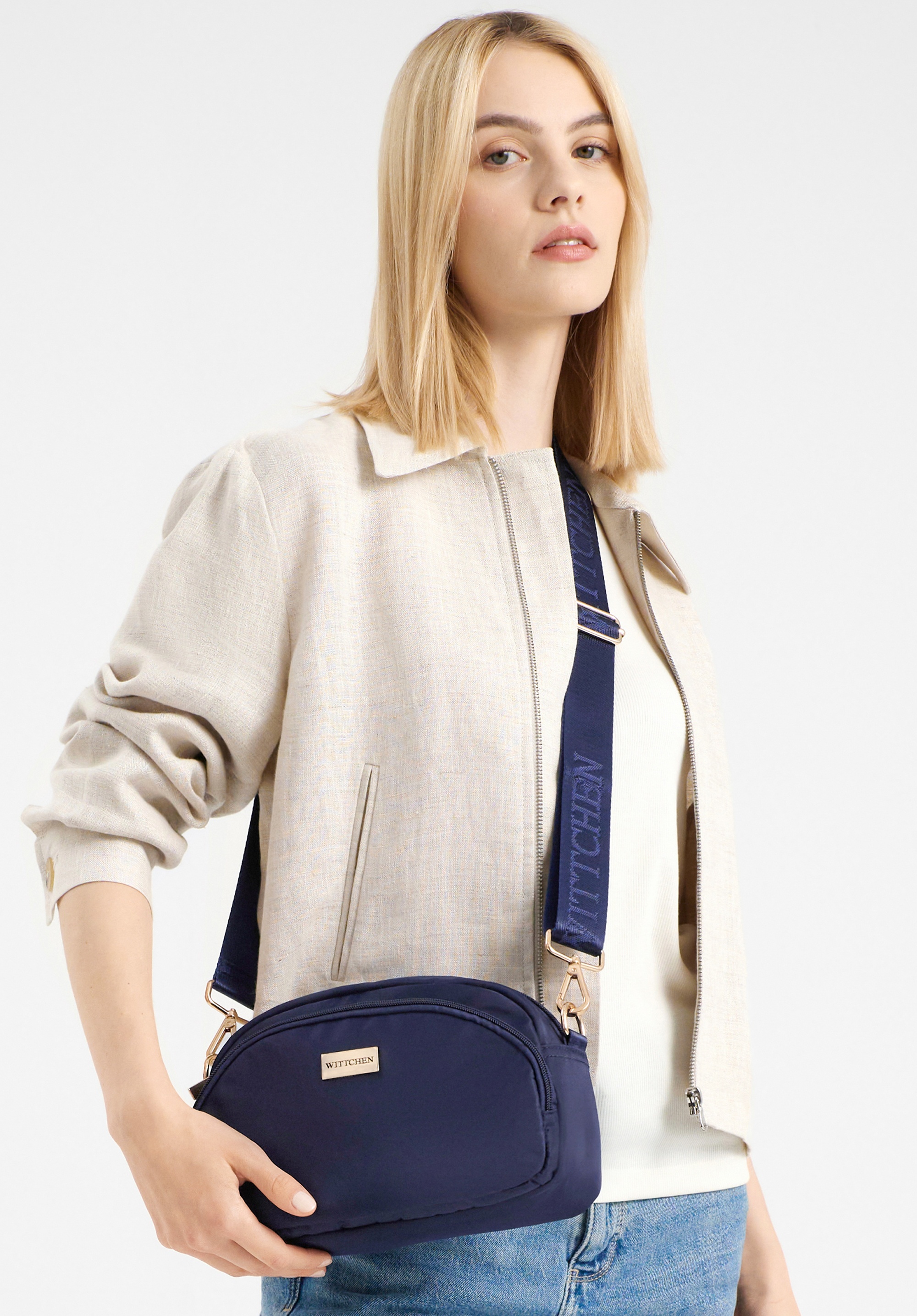 Damska torebka na ramię z nylonu granatowa