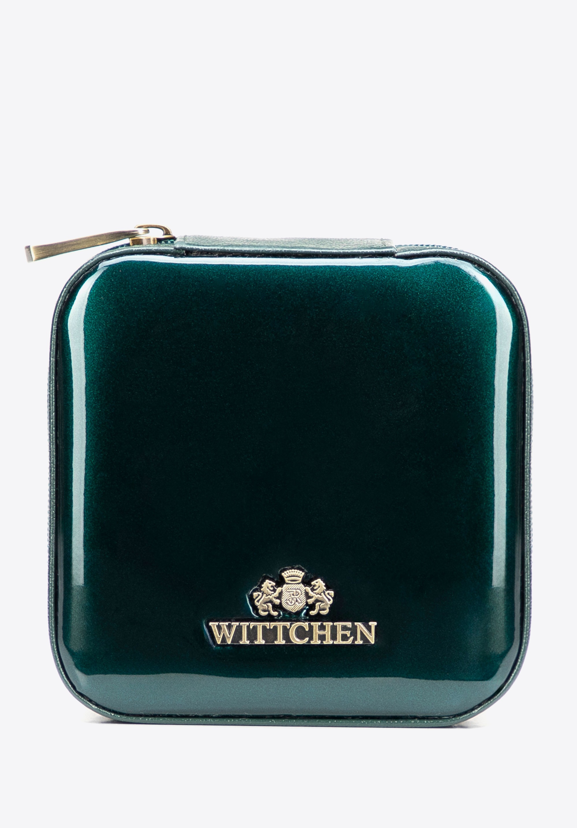 Etui na biżuterię ze skóry lakierowanej zielone