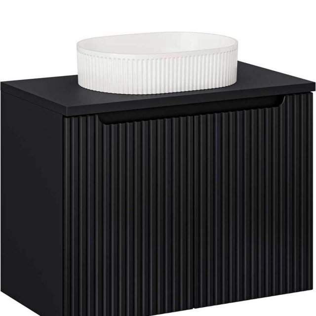 COMAD Zestaw mebli NOVA BLACK szafka z drzwiami z blatem 80 cm, umywa