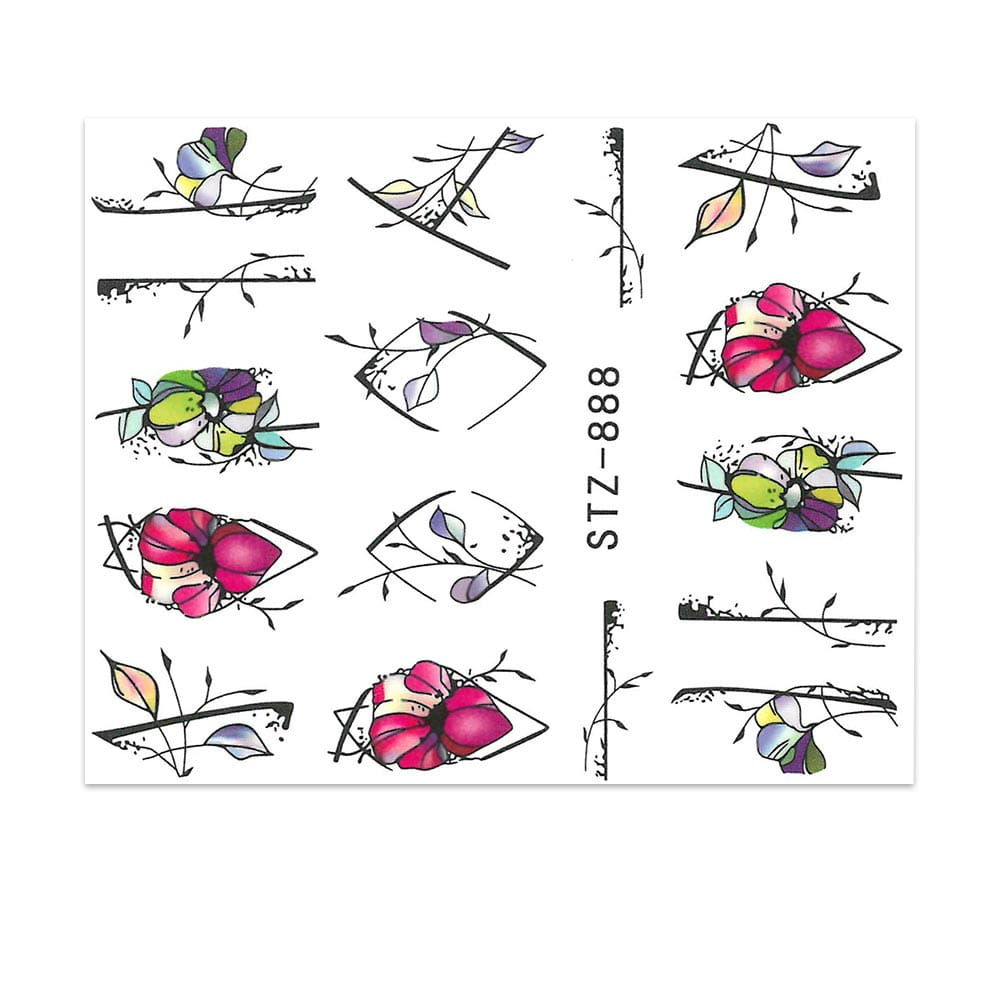 Naklejki wodne do paznokci kwiaty STZ-888
