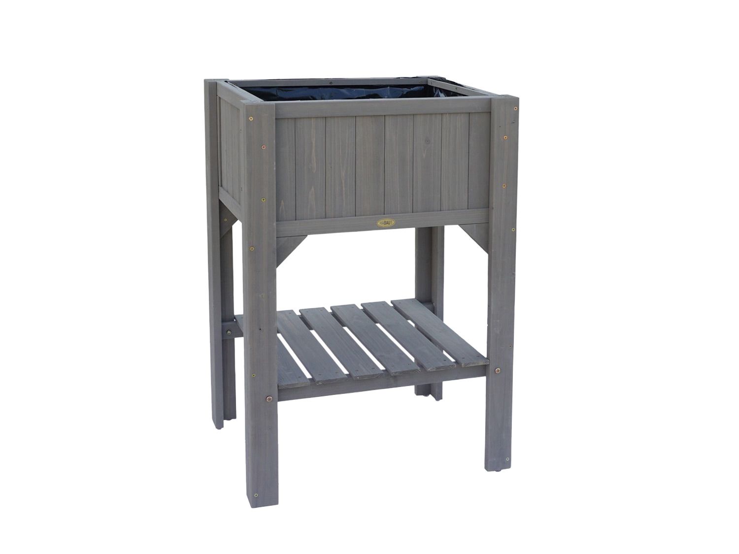 Habau Grządka podwyższona, drewniana „Kompakt” z półką i folią do sadzenia Szary