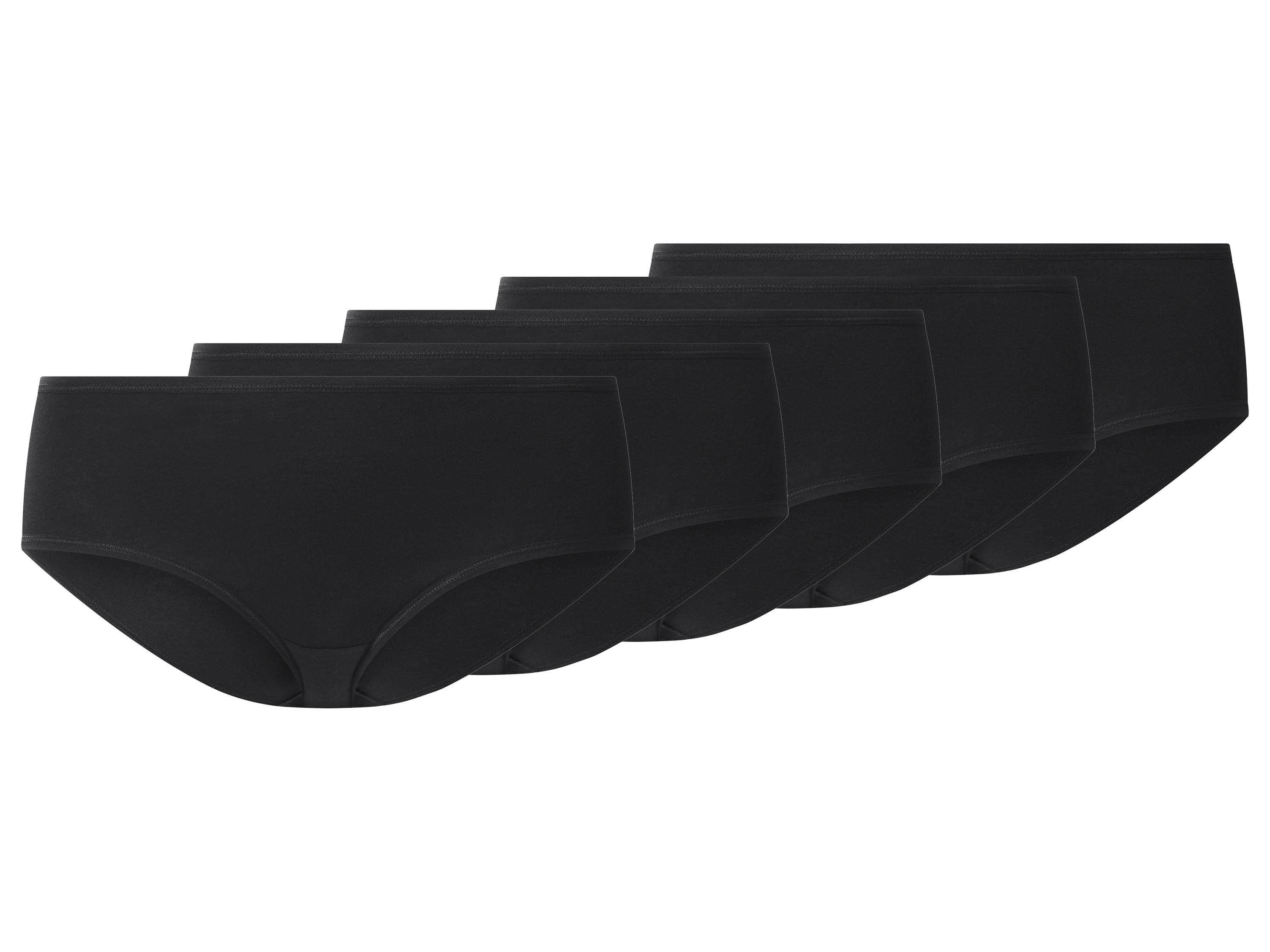 esmara Majtki hipstery damskie z bawełną, 5 par Czarny, Xl48/50