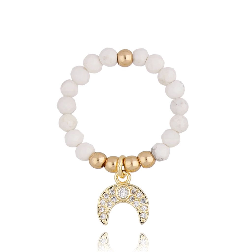 Pierścionek z księżycem i howlitami PSC0190