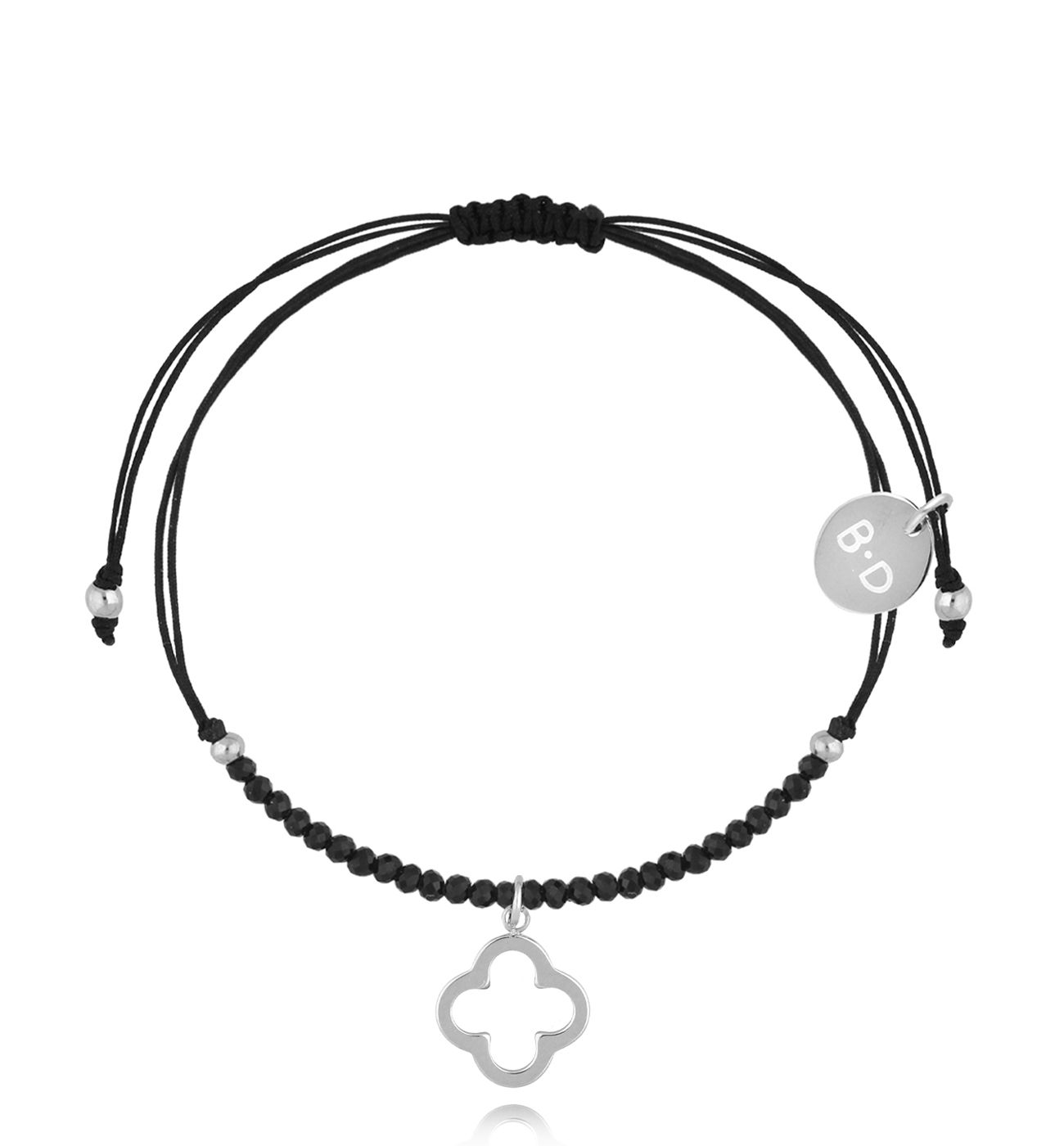 Bransoletka z turmalinami i srebrną koniczynką Feliz BMT0235 - By Dziubeka