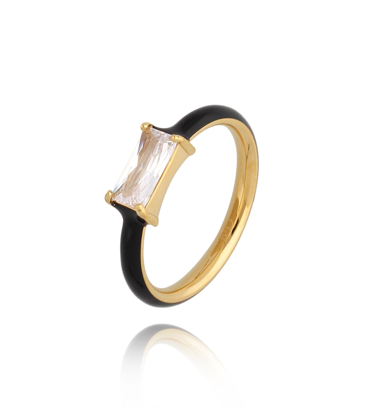 Pierścionek złoty z czarną emalią i oczkiem Incantato PSA0633