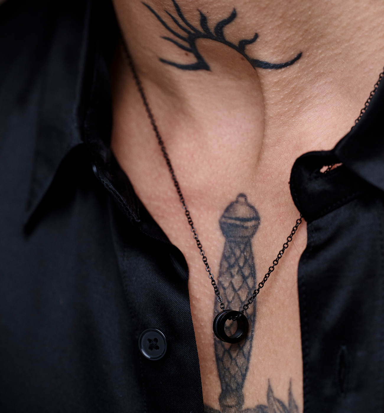 Naszyjnik męski czarny Moldof NMITC0128