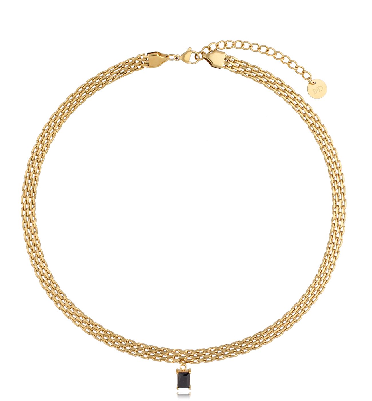 Naszyjnik złoty z czarnym kryształkiem Gaia NSA0620