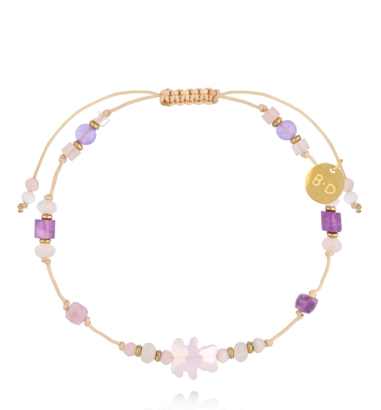 Bransoletka z misiem i kamieniami naturalnymi BMT0191 - By Dziubeka