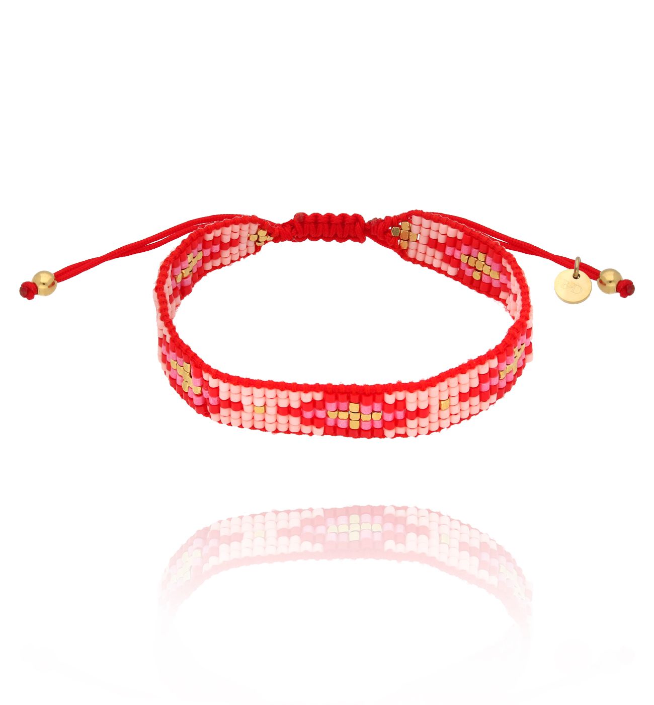 Bransoletka różowo czerwona z koralikami Miyuki Keiko - By Dziubeka