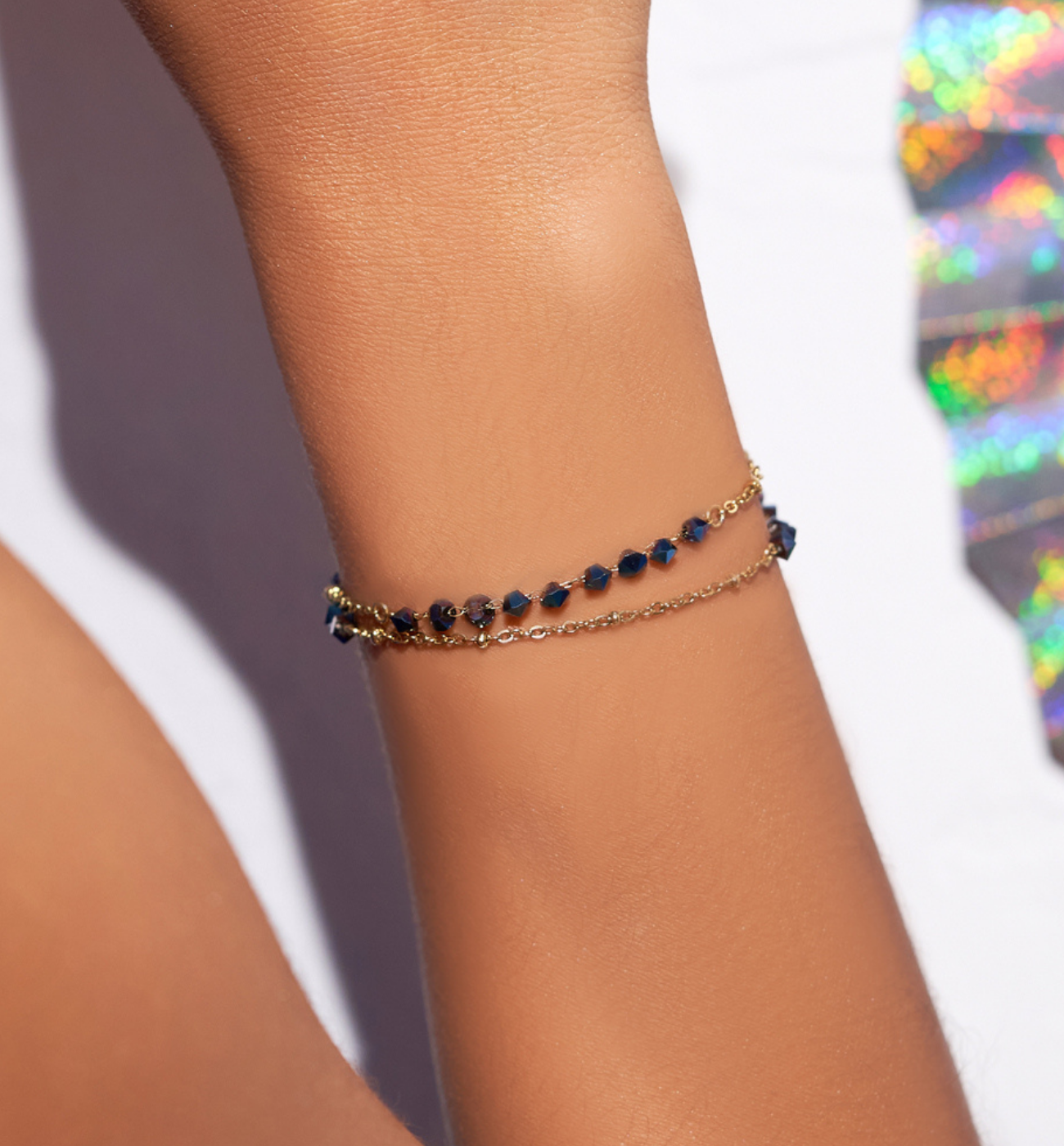 Bransoletka z granatowymi kryształkami Stunning - By Dziubeka