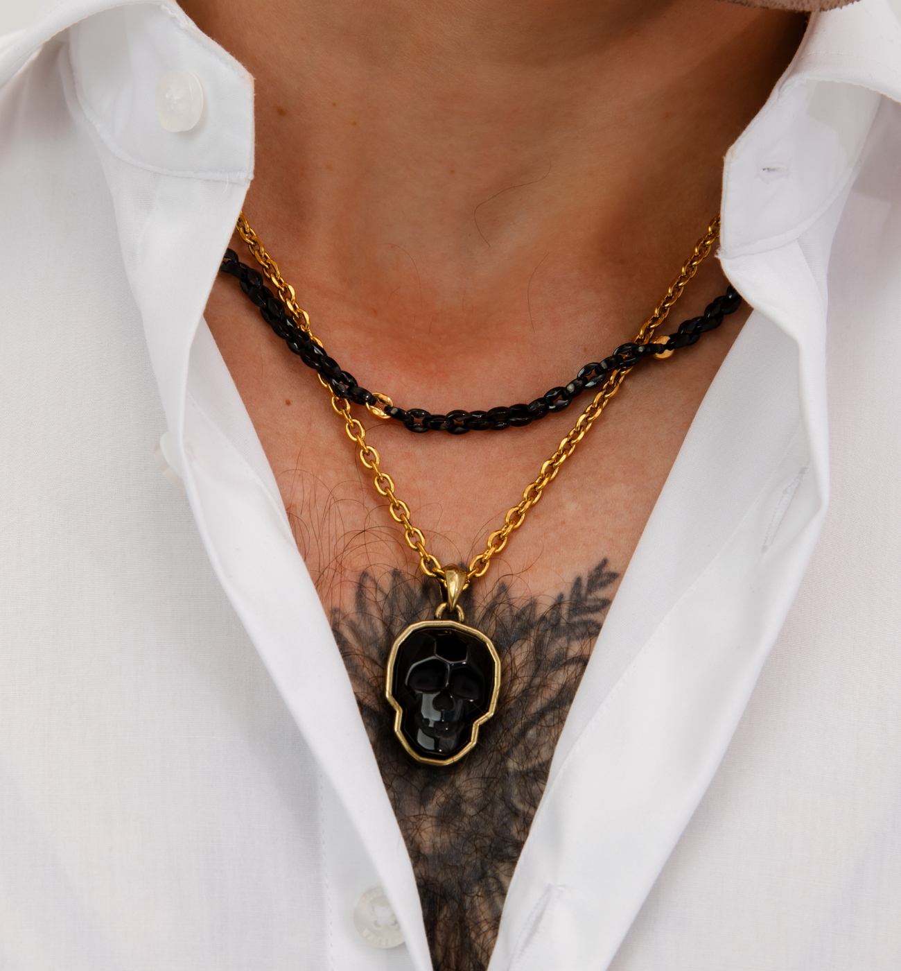 Naszyjnik męski czarny łańcuch Hall NMITC0181