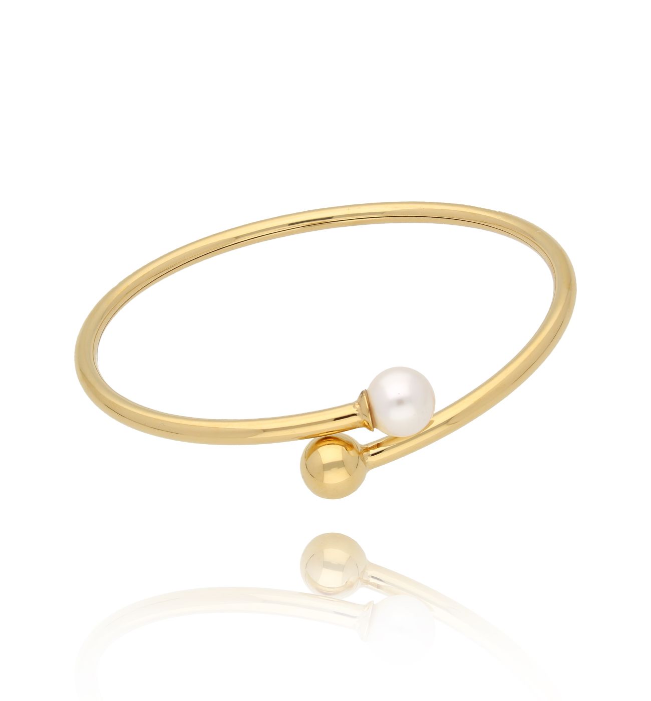 Bransoletka złota obręcz z perłą Tissia - By Dziubeka