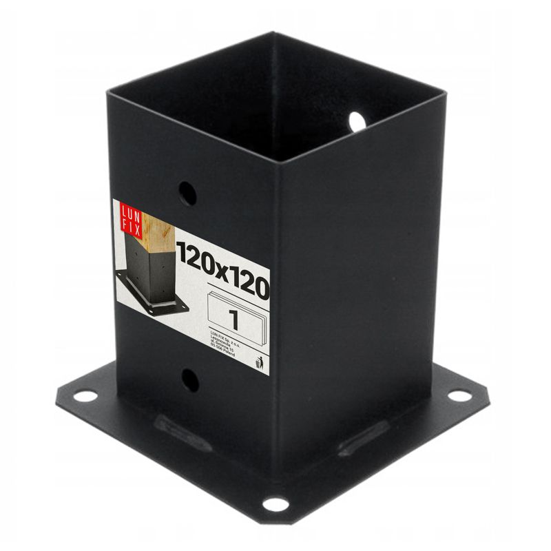 Podstawa słupa Lun Fix do przykręcania czarna stopa 12x12cm 1szt.