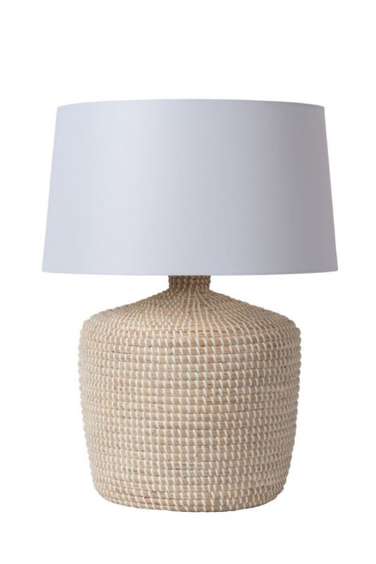Lampka stołowa Lucide Ambala beżowo-biała 1 x E27 x 40W IP20 wym: 48 x 35 x 35 cm trawa morska - 1 szt.