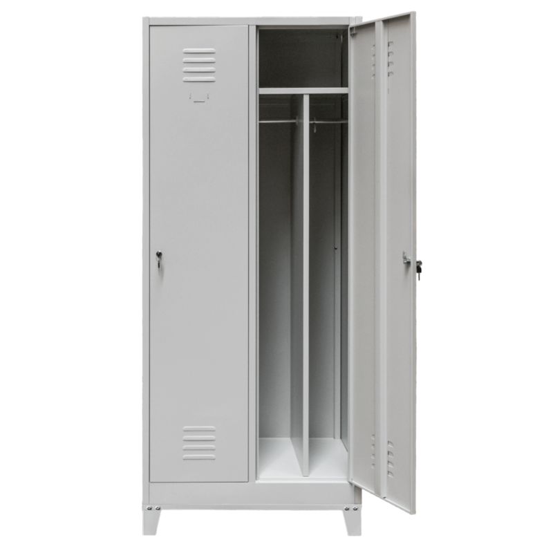 Szafka ubraniowa BHP Mega-M na podstawie z nóżkami 2 drzwiowa Przegrody szara 80x50x190cm 1szt.