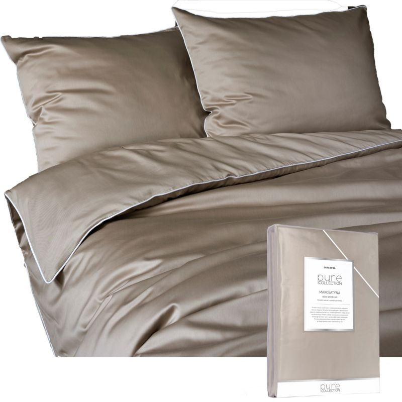 Pościel Detexpol Pure 200x220cm + 2x poszewka 70x80cm z bizą bawełna taupe 1 kpl.