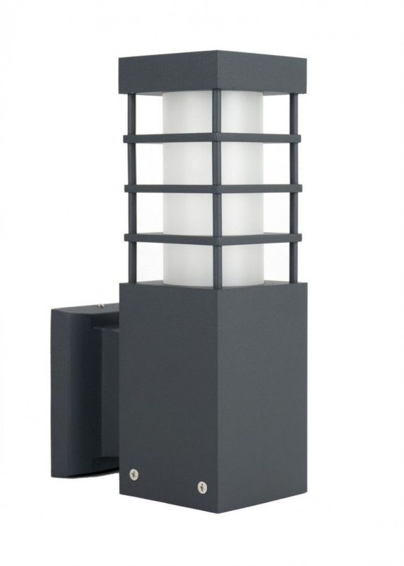 Kinkiet ścienny zewnętrzny SU-MA Rado ciemnoszary z białym kloszem 1 x E27 x IP54 wym: 25 x 8 x 14 cm - 1 szt.