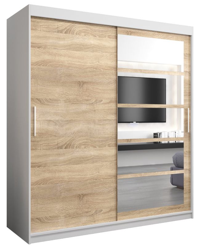 Szafa przesuwna Abiks ROMA 1 180 biały mat + sonoma 1 szt.