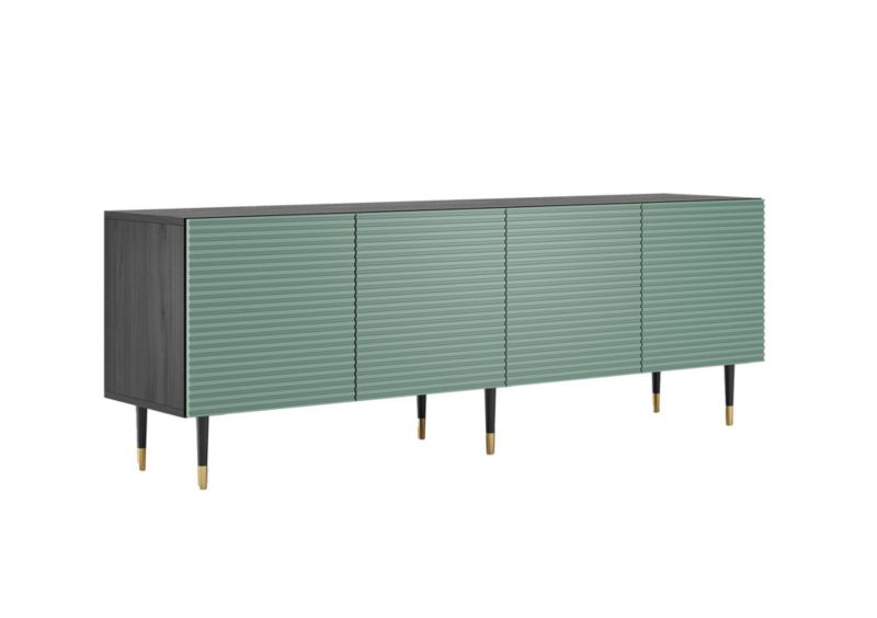 Nowoczesna niska komoda czterodrzwiowa IMPERIO pistacjowa do salonu
