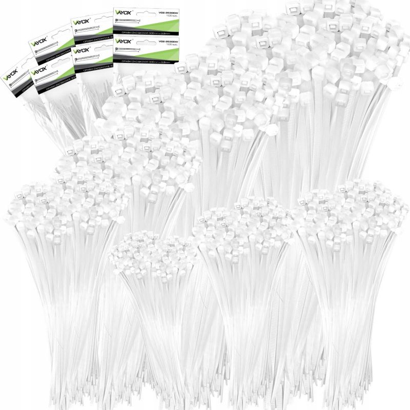 Opaski zaciskowe Vayox białe 10-40cm 700szt. 1 zestaw