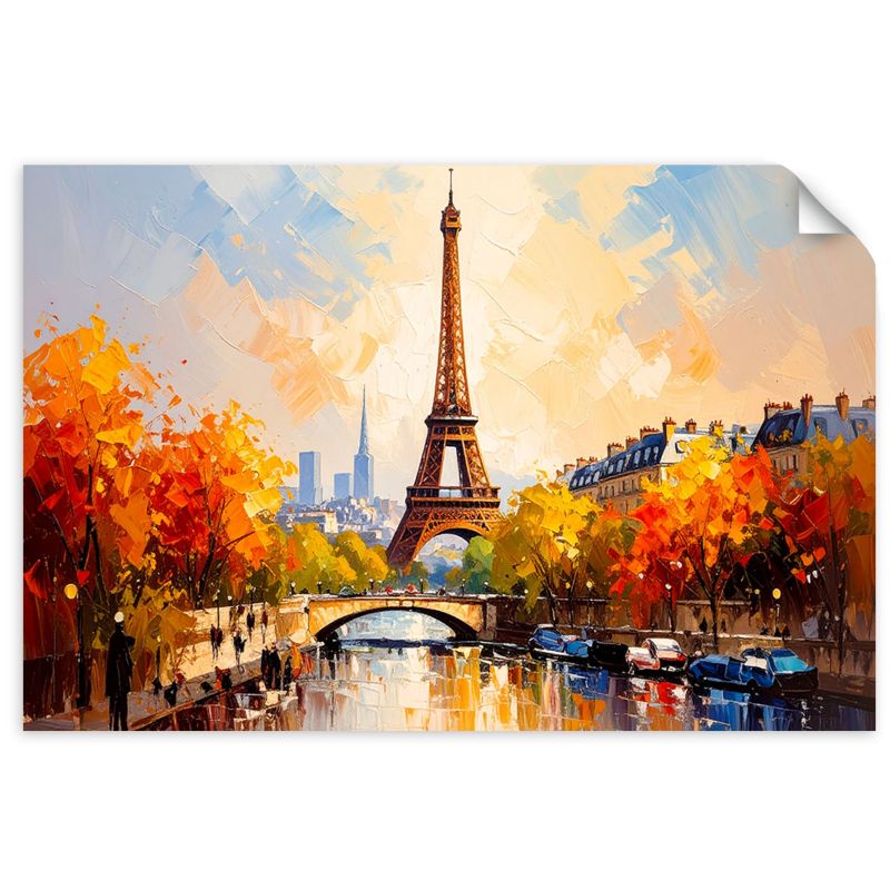 Plakaty samoprzylepne do salonu sypialni Feeby Panorama Paryża Wieża Eiffla 130x90cm 1szt