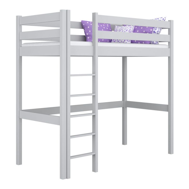 Drewniane łóżko na antresoli N-WOOD N05 80x180 popielaty 1 szt.